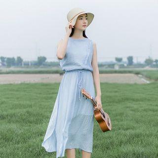 Plain Drawstring Tank Dress