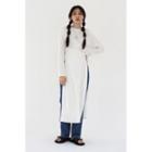 Deep-slit Ribbed Long Wrap Dress Ivory - One Size