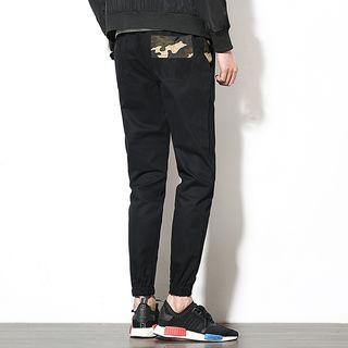 Camouflage Panel Drawstring Jogger Pants