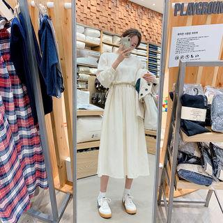 Drawcord-waist Long Peasant Dress