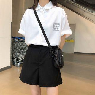 Wide-leg Shorts / Cat Print Short-sleeve Shirt