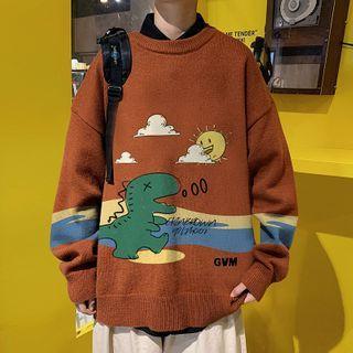 Long-sleeve Dinosaur Print Sweater