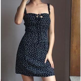 Frilled Strap Dotted Mini A-line Dress