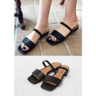 Square-toe Elastic-strap Slide Sandals