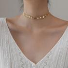 Stainless Steel Layered Choker Necklace Rhombus - Gold - One Size