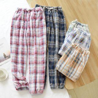 Couple Matching Plaid Drawstring Lounge Pants