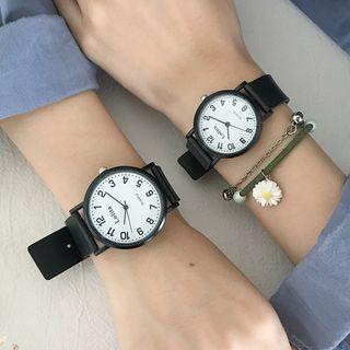 Set: Plain Strap Watch + Daisy Bracelet