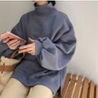 Lantern-sleeve Pullover Blue - One Size