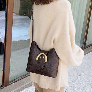 Faux Croc Grain Bucket Bag