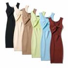 Sleeveless Plain Cutout Slim-fit Knit Dress