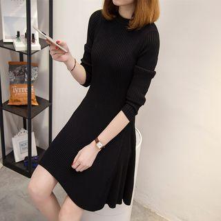 Plain Long Sleeve A-line Knit Dress