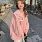 Collar Flower Applique Sweatshirt