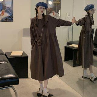 Plain Peter Pan Collar Long-sleeve Dress