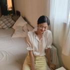 Puff-sleeve Button-up Blouse
