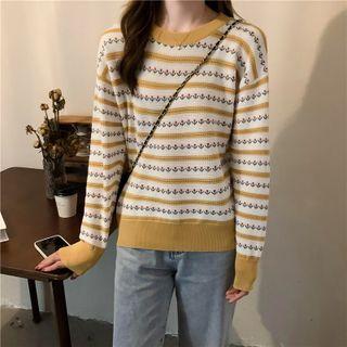 Striped Floral Sweater