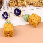 Moon Drop Earring 1 Pair - Blue & Yellow & Green - One Size