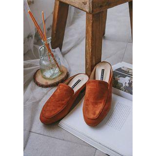 Backless Faux-suede Loafers