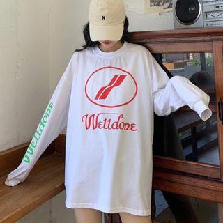 Loose-fit Long-sleeve Lettering T-shirt