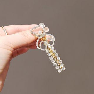 Bear Faux Crystal Alloy Hair Clip Gold - One Size