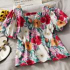 Square-neck Printed T-shirt