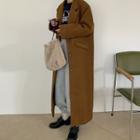 Single-breasted Flap-pocket Wool Maxi Coat
