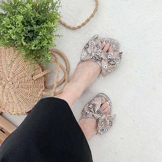 Bow-front Paisley Print Sandals