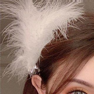 Furry Trim Hair Clip (set Of 2) White - One Size