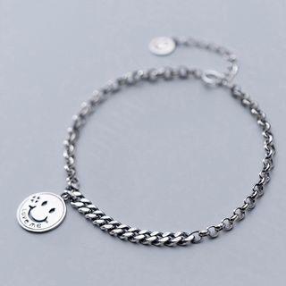 925 Sterling Silver Smiley Bracelet S925 Silver - As Shown In Figure - One Size