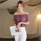 Tall Size Off-shoulder Floral Print Top