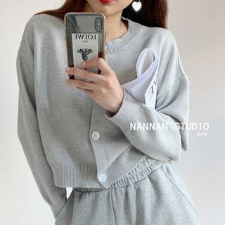 Button-up Crew Knit Top