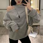 Cold Shoulder Pullover Gray - One Size