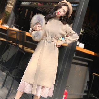 Set: Sweater Dress + Midi Mesh Skirt