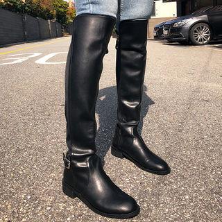 Belted-detail Knee-high Boots