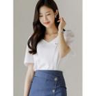 Sweetheart-neck Wrap Blouse