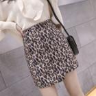 Leopard Print Asymmetric A-line Mini Skirt