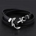 Anchor Layered Faux Leather Bracelet