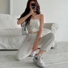 Lace-up Cropped Camisole Top / Drawstring-cuff Sweatpants