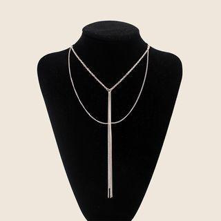 Layered Fringed Necklace Gold - One Size