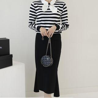Band-waist Slit-side Dip-back Skirt