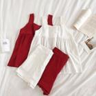 Set:plain Tank Top + High-waist Wide-leg Shorts