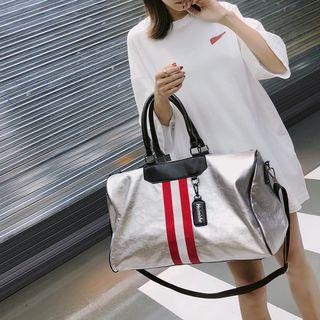 Contrast Strap Pu Panel Wet Look Carryall