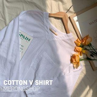 V-neck Pocket-front Boxy Top One Size