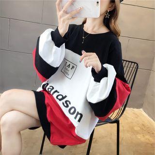 Color-panel Lettering Oversized Sweatshirt