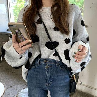 Heart Pattern Long-sleeve Sweater