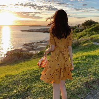 Floral Short-sleeve Top / A-line Dress / Strappy Dress