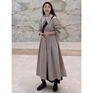 Single-breasted A-line Trench Coat With Belt