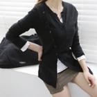 Button-side Layered T-shirt