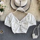 Short-sleeve Bow Crop Top