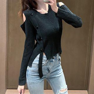 Cold-shoulder Button-up Cardigan