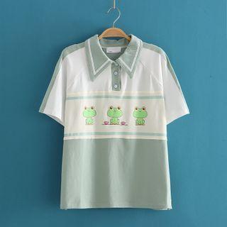 Frog Print Short Sleeve T-shirt As Shown In Figure - One Size